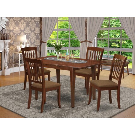East West Furniture 5 Piece Norfork Dining Set - Mahogany NODA5-MAH-C